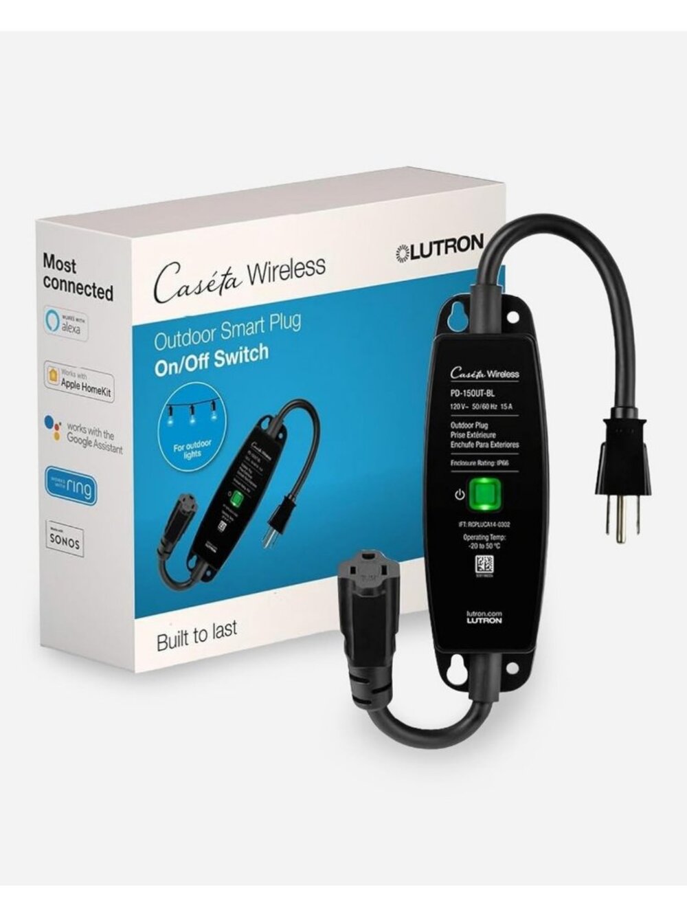 Smart Outdoor Plug for Lights & Motors - WiFi Enabled, Works with Smart Hub